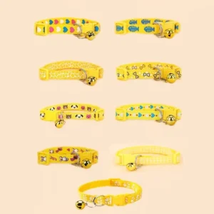 Luxury Elegant Cartoon Adjustable Nylon Collar with Bells Personalized Soft Durable for Small Cats and Dogs