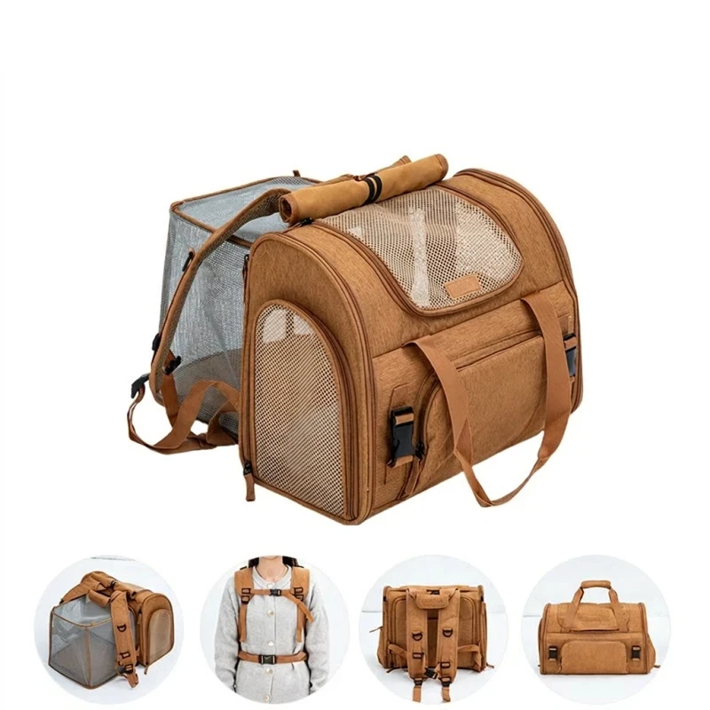 Luxury Expandable Airline Approved Pet Carrier for Cats & Dogs Breathable Soft Sided Travel Bag with Extra Mesh Room