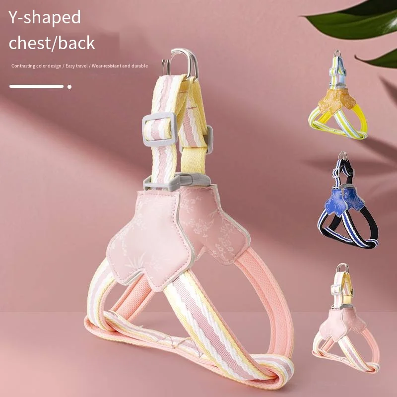 Luxury Fashion Colorful Dog Chest Harness Saddle-Style Breathable Adjustable Durable Washable Terylene Outdoor Pet Harness