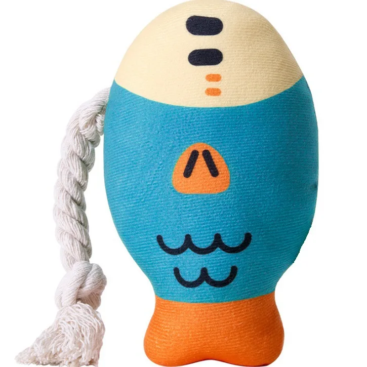 Luxury Fish Style Plush Dog Squeak Toy Interactive Chew Molar Teeth Cleaning Bite Resistant Eco Friendly PP Cotton Filling