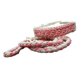 Luxury Handmade Dog Leash Collar Set Nylon Woven Rope for Medium Large Breed Pets Walking Training Outdoor