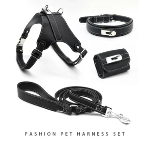 Luxury High End Durable Adjustable Reflective Comfortable Training Outdoor Walking Multi Color Soft Pet Leather Dog Harness