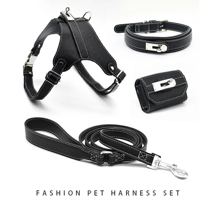 Luxury High End Durable Adjustable Reflective Comfortable Training Outdoor Walking Multi Color Soft Pet Leather Dog Harness