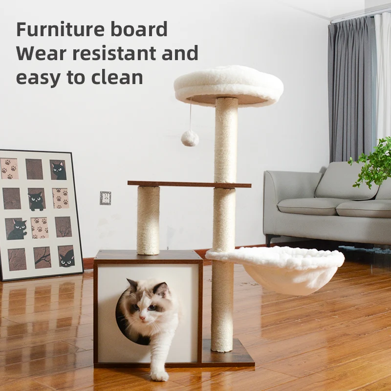 Luxury Indoor Wooden Cat House Furniture Side Table Cabinet Cats Cage Pet Houses Enclosure Cat Trees Halloween