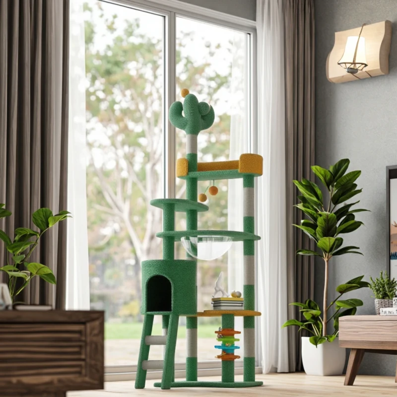 Luxury Large Cat Tree Tower House Classic Cartoon Style Scratchers and Hemp Toys for Cats