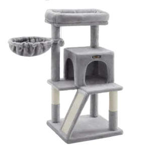 Luxury Large Grey Cat Tree Tower House Cat Bed Condo with Scratcher