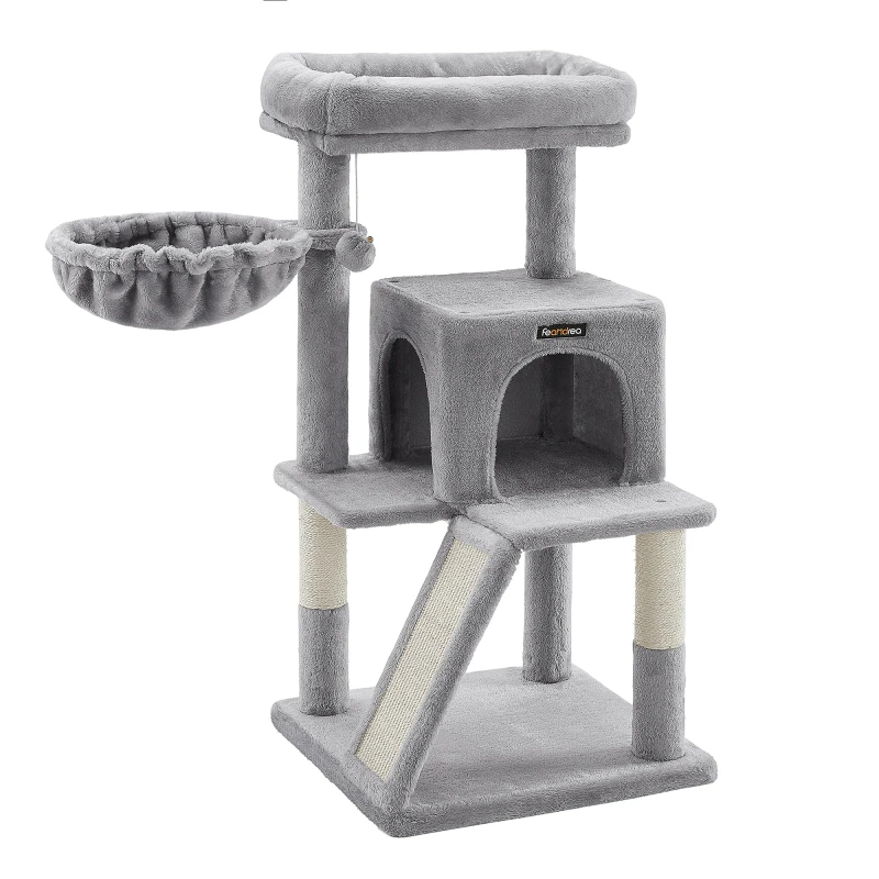Luxury Large Grey Cat Tree Tower House Cat Bed Condo with Scratcher