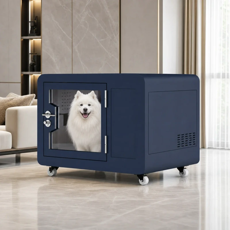 Luxury Mobile Soundproof Pet Rest Cabin Indoor Silent Dog Cat House Villa Modular Pet Sleep Pod with Wheels