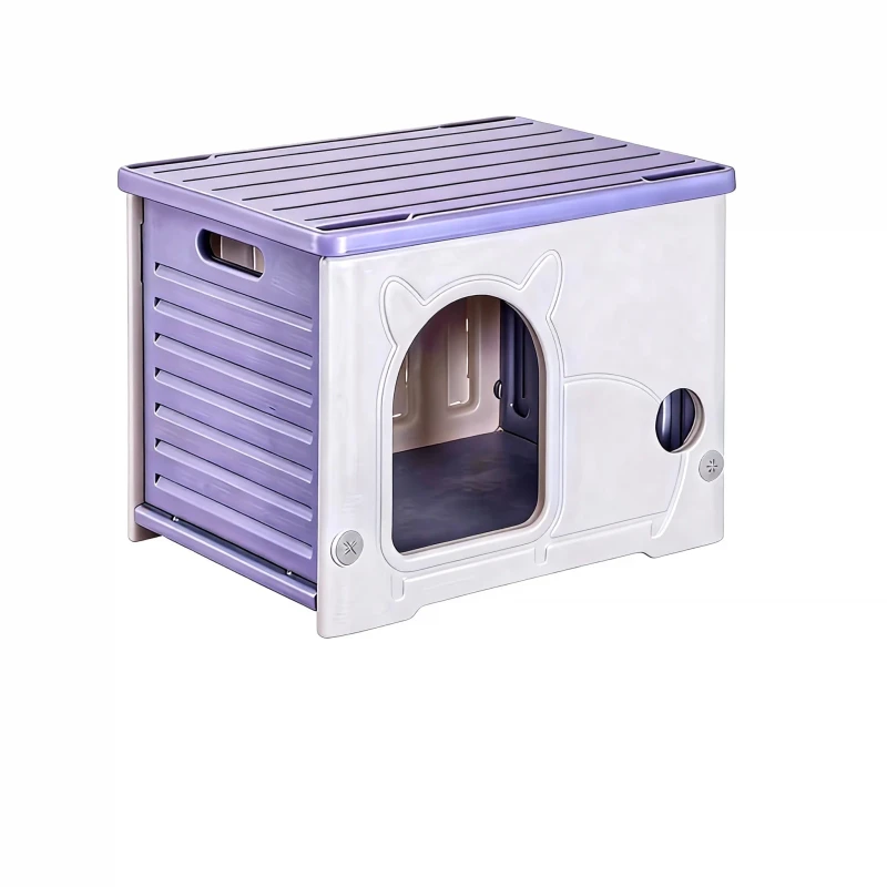 Luxury Modern Cat Cabinet Washable Comfortable All Seasons Small Plastic Rainproof Sunscreen Semi Enclosed Outdoor Pet House