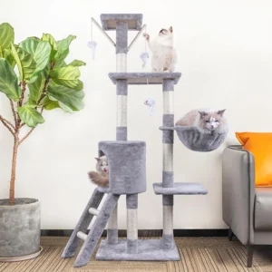 Luxury Modern Cat Tree Multi-Layer Plush Climbing Frame Scratcher Cute Folding Cat Scratching Post Sisal for Your Feline Friend