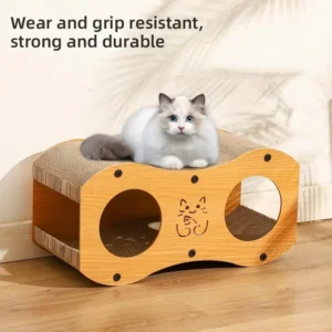 Luxury Modern Classic 2 in 1 Cat Scratching Post House Furniture Extra Large Space All Season Pet Bed for Multi Cat Household