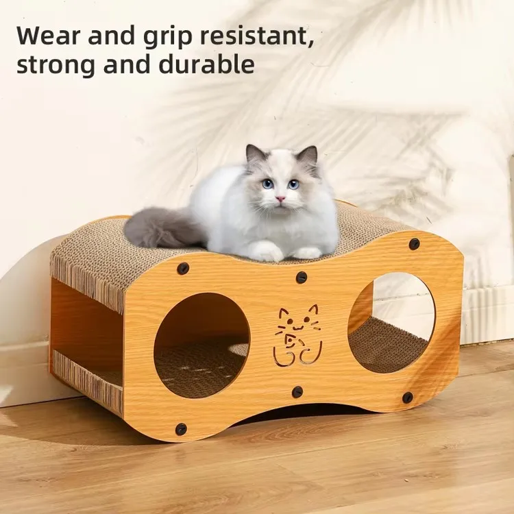 Luxury Modern Classic 2 in 1 Cat Scratching Post House Furniture Extra Large Space All Season Pet Bed for Multi Cat Household