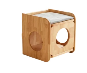 Luxury Modern Log Style All Solid Wood Multifunctional Eco-Friendly Cat Bedside Table Living Room Pet Furniture All Seasons