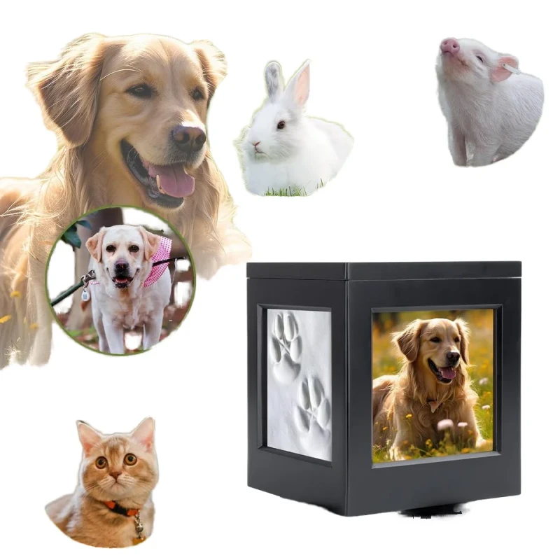 Luxury Modern Rectangle Bamboo Pet Caskets and Urns for Dog Funeral Supplies Memorial Occasions