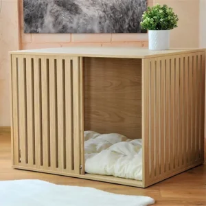 Luxury Modern Solid Wood Pet House Furniture Indoor Cat Cave Bed With Acrylic Sliding Door for Living Room