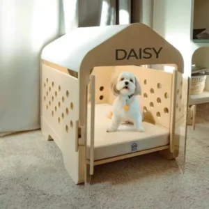 Luxury Modern Solid Wood Pet House for Dogs Easy Assembly Button Closure Indoor Use Anti-Slip Durable Kennel Crate
