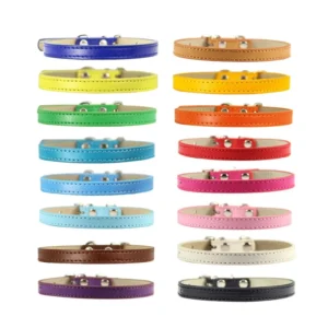 Luxury Multi Color Beaded Dog Collar Customizable PU Leather Pet Accessory with Ribbon Decorations