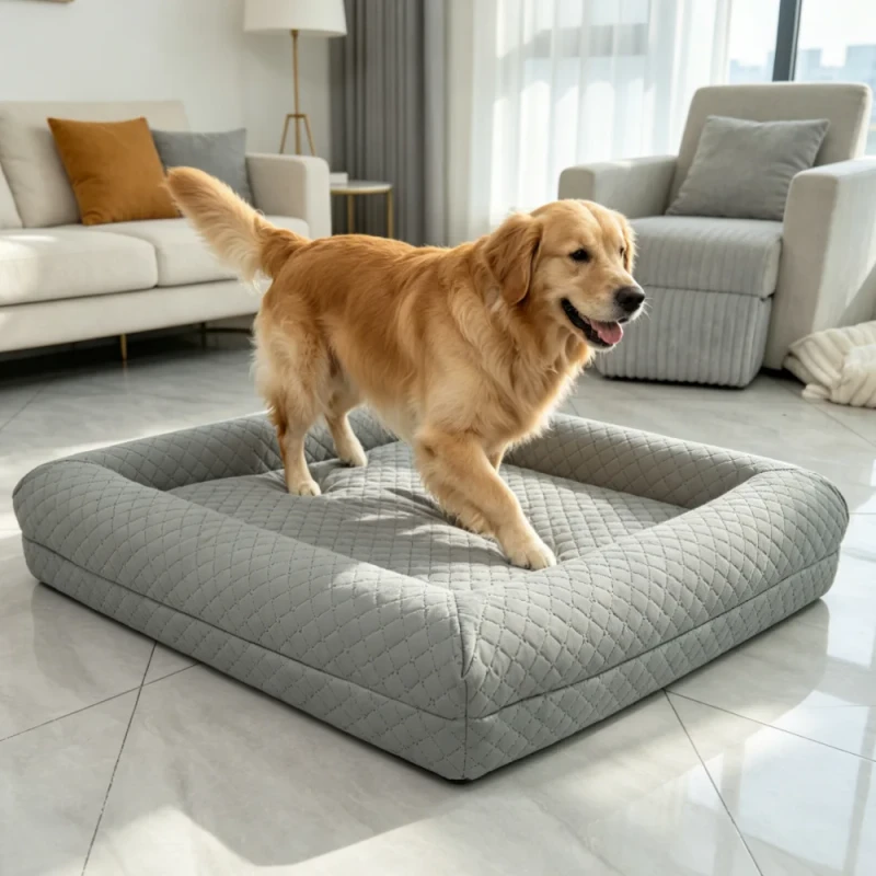 Luxury Orthopedic Pet Sofa Bed Rectangular Shape Eco Friendly Non Slip Bottom for Senior Dogs Cats