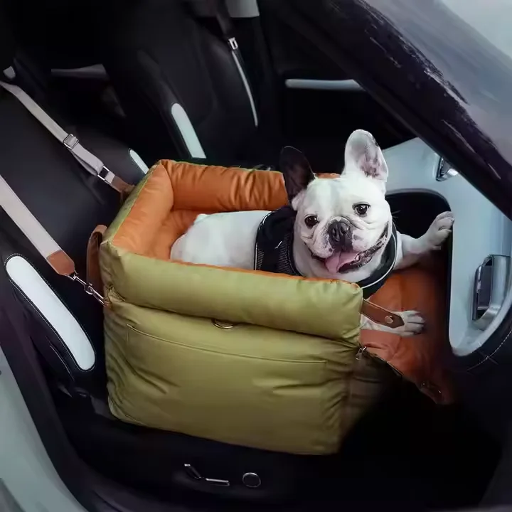 Luxury Pet Booster Seat Bed Modern Waterproof Leather Chew Proof Safety Car Seat Belt for Cats and Dogs Travel