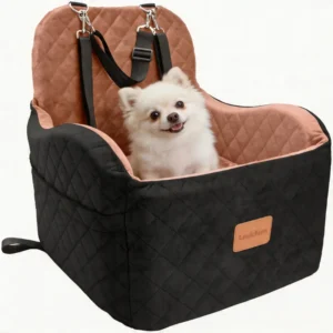 Luxury Pet Car Seat for Small Dogs and Cats Elevated Booster Seat with Safety Straps Washable Travel Bed for Car