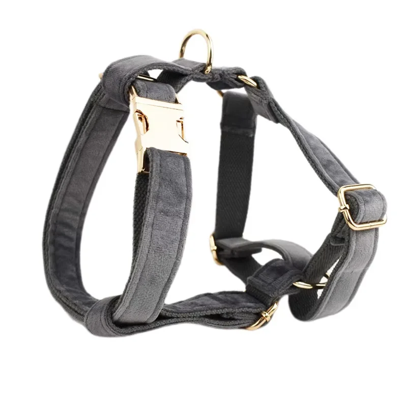 Luxury Pet Collars Leashes & Harnesses Solid Color Custom Dog Harness Set With Bow Tie Flowers