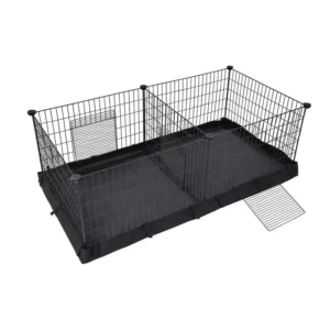 Luxury Pet Playpen Small Animal Cage Indoor Outdoor Portable Metal Wire Fence Plastic Tray Guinea Pigs Rabbits Kennel Crate Box