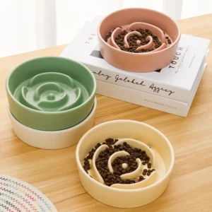 Luxury Pet Slow Feeder Cat Dog Bowl Licking Ceramic Pet Feeder Bowl Mat Healthy Eating Diet Dog Bowls