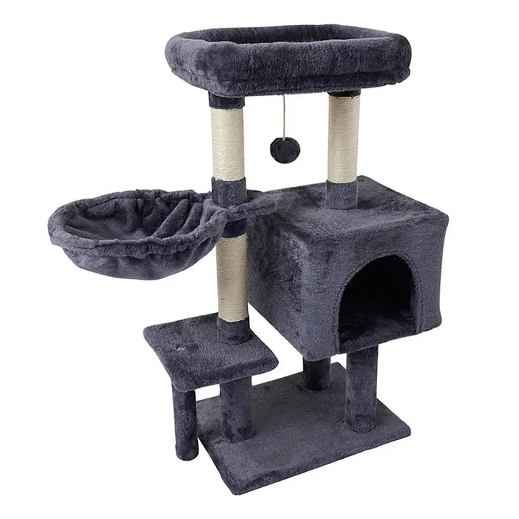 Luxury Plush Cat Tree Customized Pet Condo Natural Sisal Scratcher Eco Friendly MDF Wood Furniture Carton 5 Level