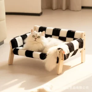 Luxury Plush Pet Sofa Bed Elevated Wooden Frame Soft Removable Cover for Cats & Small Dogs