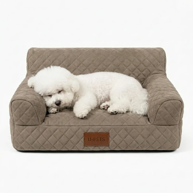 Luxury Quilted Suede Pet Bed Sofa Shape Custom High End Dog Cat Beds OEM ODM Manufacturer