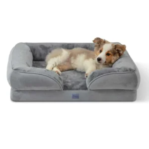 Luxury Rectangle Dog Bed Large Memory Foam Calming Soft Solid Pattern Modern Classic Style