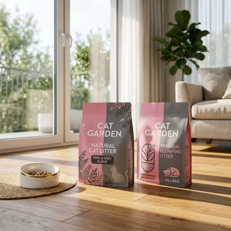 Luxury Series Peach Infused Eco Friendly Tofu Litter with Minimalist Flat Top Design