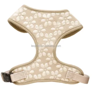 Luxury Simple Cartoon Fashion Light Brown Flower Dog Harness Set Polyester Breathable Durable Adjustable Quick Release Washable