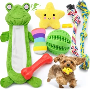 Luxury Small Dog Toy Set Squeaky Plush Rope Chewing Toys Safe Teething Relief Pet Accessories Essential Puppy Daily Supplies