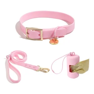 Luxury Solid Simple PVC Coated Dog Pet Collars Leashes Reflective Plastic Material Ribbon Personalized