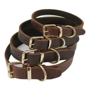 Luxury Solid Western Leather Dog Collar Adjustable Cow Comfortable Puppy Neck Collar for Dogs