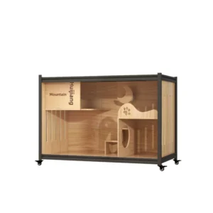 Luxury Solid Wood Indoor Cat Cabinet TV Display Cabinet Button Closure Large Space Cat Pet Houses Furniture