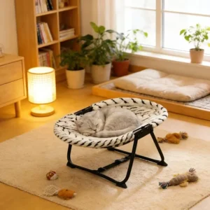 Luxury Striped Pet Bed for Dogs Cats Breathable Portable Collapsible Washable Winter Travel All Use Lightweight Polyester