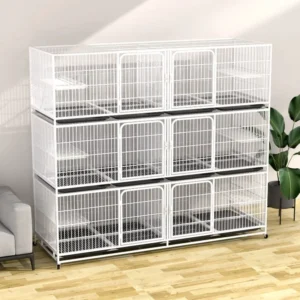 Luxury Three Layer Cat Dog Cage Double Layer Breeding House Solid Pattern Metal Construction Snap Button Closure