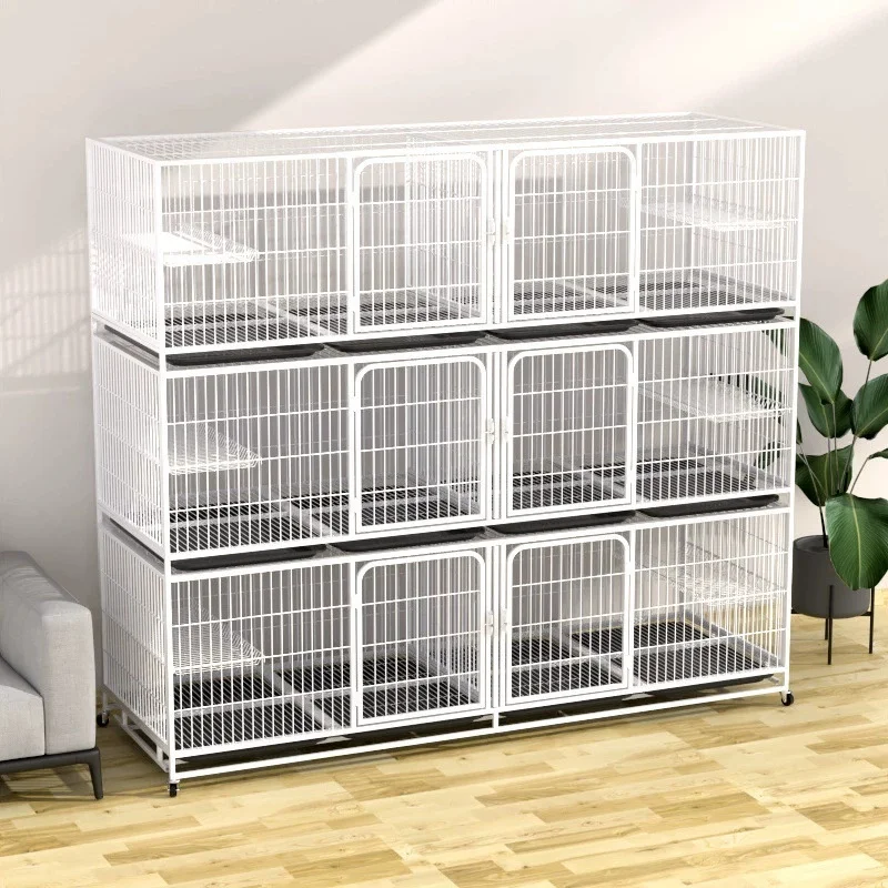 Luxury Three Layer Cat Dog Cage Double Layer Breeding House Solid Pattern Metal Construction Snap Button Closure