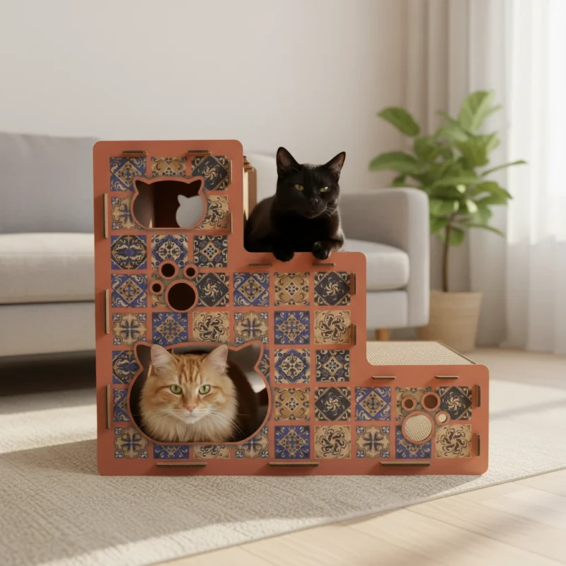 Luxury Three-Layer Eco-Friendly Cat Tree Scratcher with Multi-Functional Play Rest Design Durable Corrugated Paper Construction