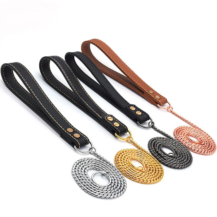 Luxury Training Dog Lead Rope Chain Durable Waterproof Pet Metal Pet Leash