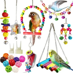 Luxury Wood Bird Cage Swing Station Cross Border Parrot Bite Toy Set Combination Bird Supplies and Toys