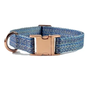 Luxury Woven Fabric Dog Collar with Rose Gold Metal Buckle Adjustable Designer Fashion Pet Collar for Small Medium Dogs