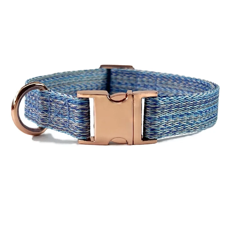Luxury Woven Fabric Dog Collar with Rose Gold Metal Buckle Adjustable Designer Fashion Pet Collar for Small Medium Dogs