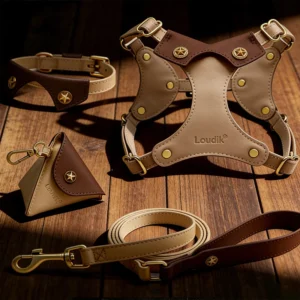 Luxury and Cute Soft Leather Pet Harness Leashes and Collars for Dogs S M L XL XXL Custom Pet Supplies Manufacturer
