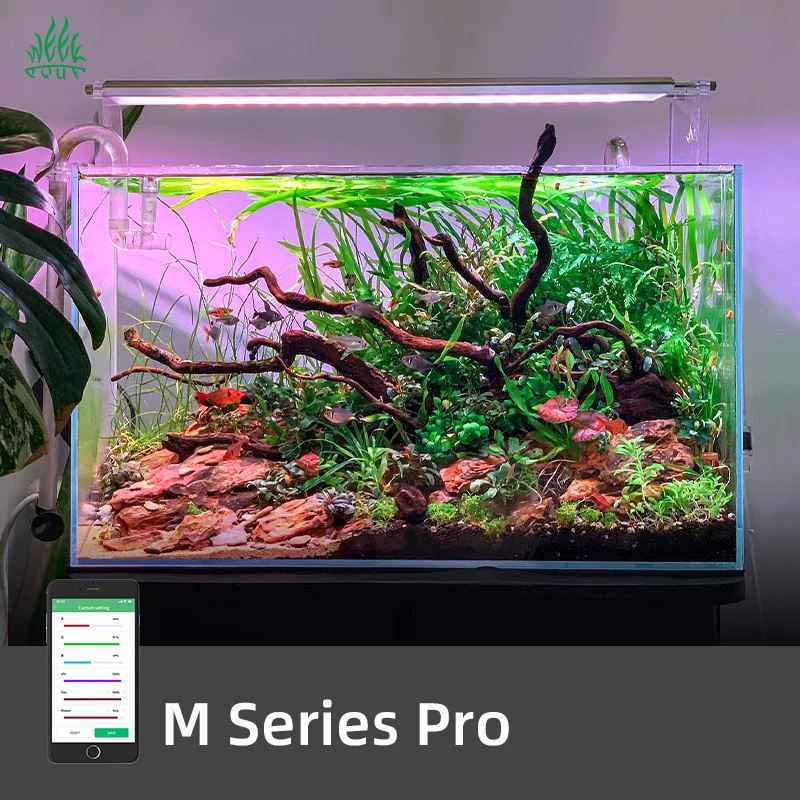 M600K PRO WRGB+UV Full Spectrum Dimmable LED Aquarium Light for Aquarium Fish Tank Aquascape