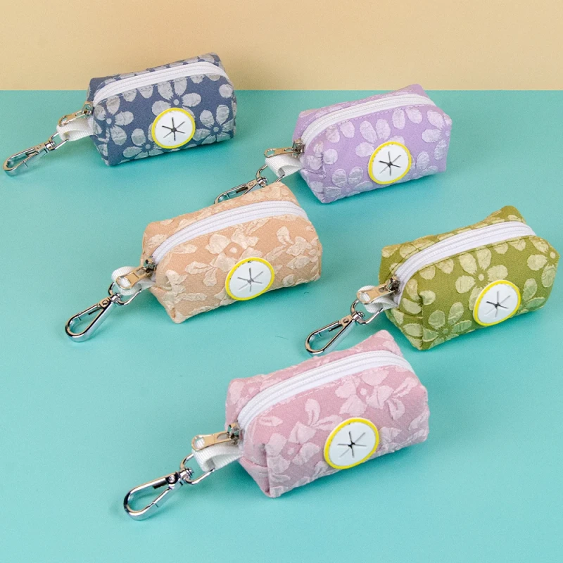 MIDEPET Pet Supplies Outdoor Dog Poop Bag Holder Dispenser Polyester Cute Flower Pattern Small Animals Factory Direct Sales