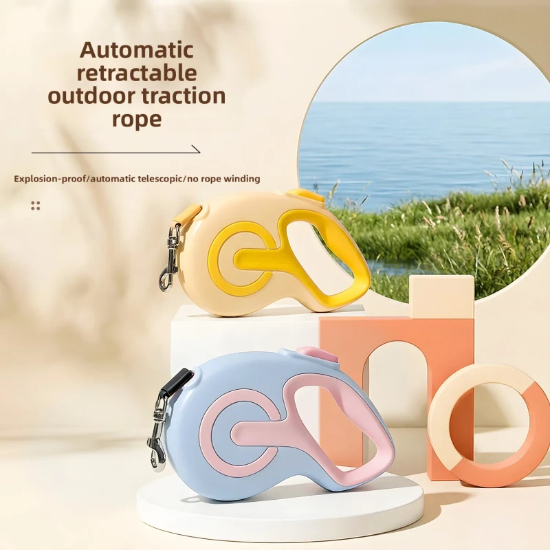 Macaron Colored ABS Material Pet Leash Automatic Retractable Burst Resistant Jam Free High Tensile for Walking Dogs