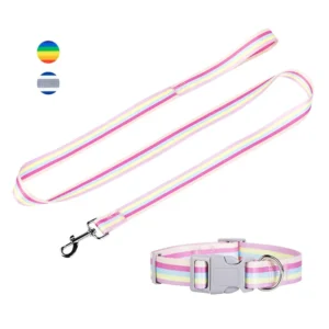 Macaroon Color Small Dog Pet Collar Cute Dog Chain Suit Decorated Solid Pattern Ribbons Nylon Walking Traction Rope Pet Leashes